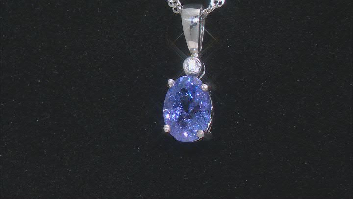 Blue Tanzanite Rhodium Over Sterling Silver Pendant With Chain 1.03ctw Video Thumbnail