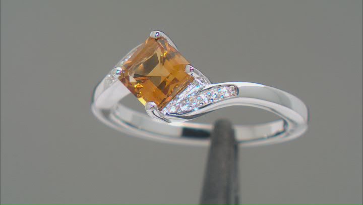 Yellow Citrine Rhodium Over Sterling Silver Bypass Ring 0.90ctw Video Thumbnail