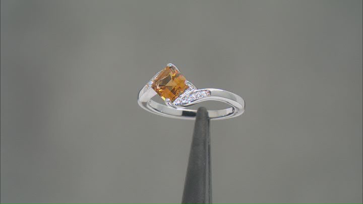 Yellow Citrine Rhodium Over Sterling Silver Bypass Ring 0.90ctw Video Thumbnail