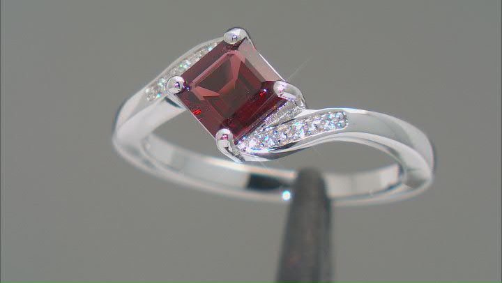 Red Garnet Rhodium Over Sterling Silver Bypass Ring 1.24ctw Video Thumbnail