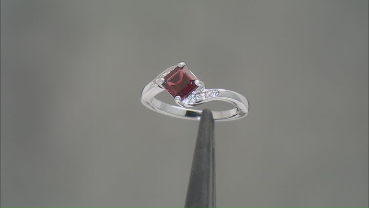Red Garnet Rhodium Over Sterling Silver Bypass Ring 1.24ctw Video Thumbnail