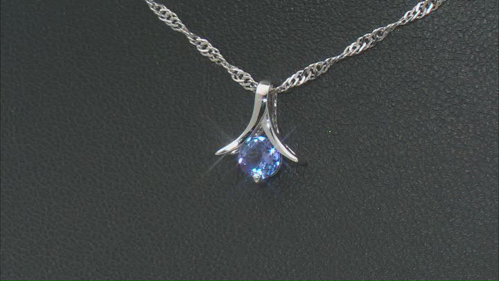 Blue Tanzanite Rhodium Over Sterling Silver Tulip Pendant With Chain 0.27ct Video Thumbnail