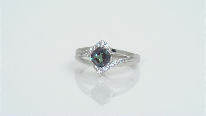 Blue Lab Created Alexandrite Rhodium Over Sterling Silver Ring 1.15ctw Video Thumbnail