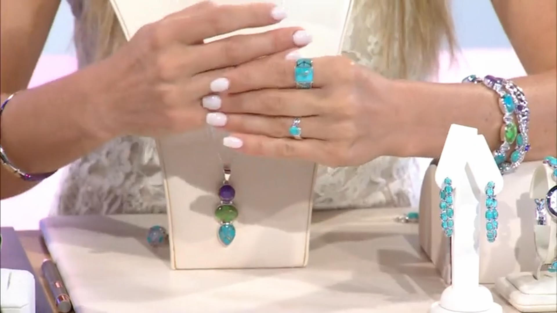 Blue Turquoise Sterling Silver Stackable Ring Set Of 4 Video Thumbnail