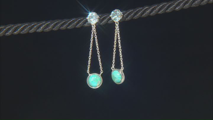 Blue Turquoise Rhodium Over Silver Dangle Earrings 1.70ctw Video Thumbnail