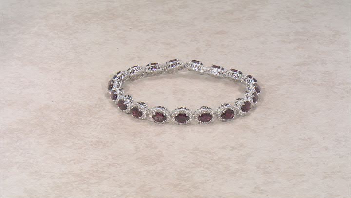 Raspberry Rhodolite Rhodium Over Silver Tennis Bracelet 13.74ctw Video Thumbnail