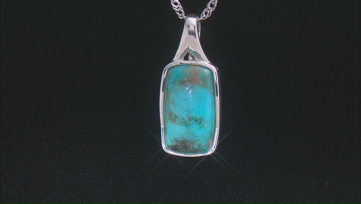Blue Composite Turquoise Sterling Silver Solitaire Pendant with Chain Video Thumbnail