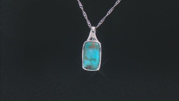 Blue Composite Turquoise Sterling Silver Solitaire Pendant with Chain Video Thumbnail