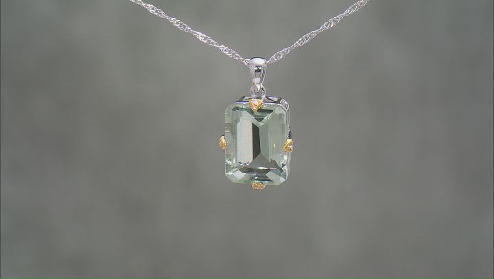 Prasiolite Rhodium Over Sterling Silver Pendant With Chain 8.86ctw Video Thumbnail