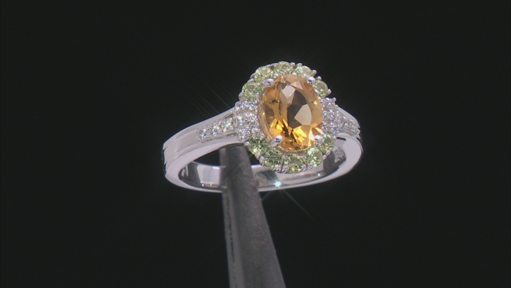 Yellow Citrine Rhodium Over Sterling Silver Ring 1.40ctw Video Thumbnail