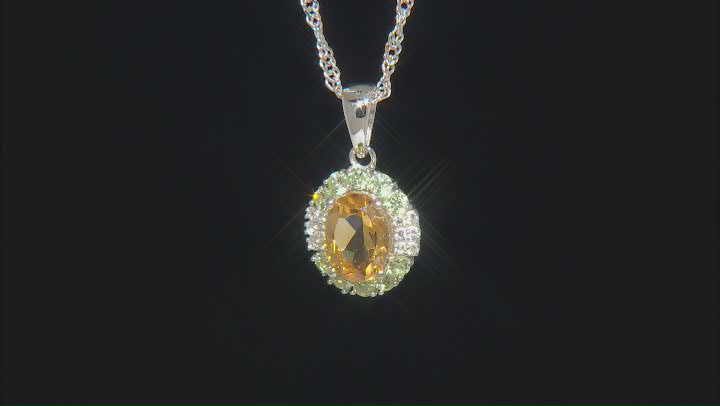 Citrine Rhodium Over Sterling Silver Pendant With Chain 1.36ctw Video Thumbnail