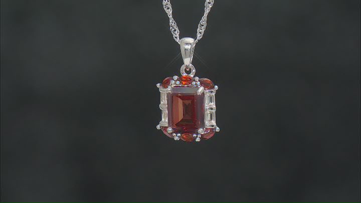 Red Labradorite Rhodium Over Silver Pendant With Chain 3.37ctw Video Thumbnail