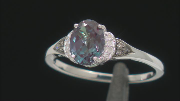 Blue Lab Created Alexandrite Rhodium Over Silver Ring 1.29ctw Video Thumbnail