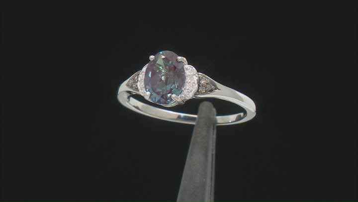 Blue Lab Created Alexandrite Rhodium Over Silver Ring 1.29ctw Video Thumbnail