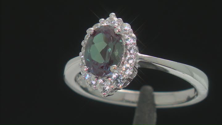 Blue Lab Alexandrite Rhodium Over Sterling Silver Ring 1.38ctw Video Thumbnail