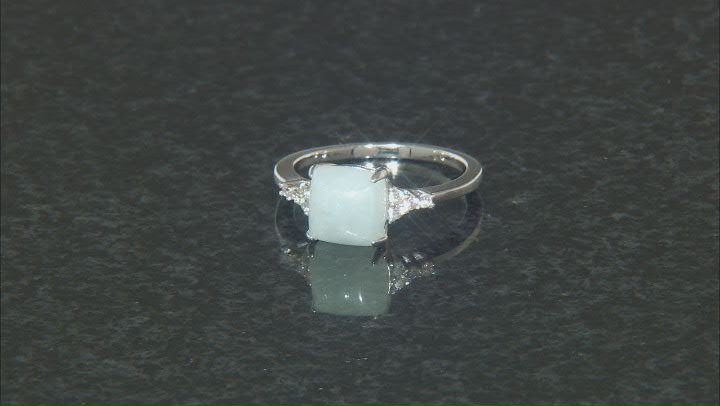 Blue Dreamy Aquamarine Rhodium Over Sterling Silver Ring 0.14ctw Video Thumbnail