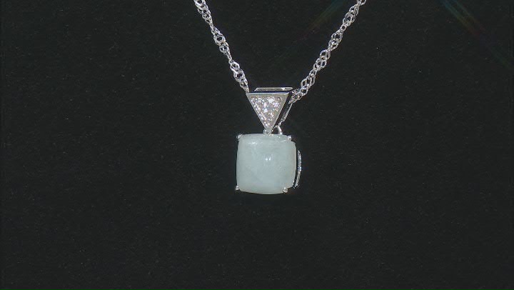 Blue Dreamy Aquamarine Rhodium Over Sterling Silver Pendant With Chain 0.05ctw Video Thumbnail