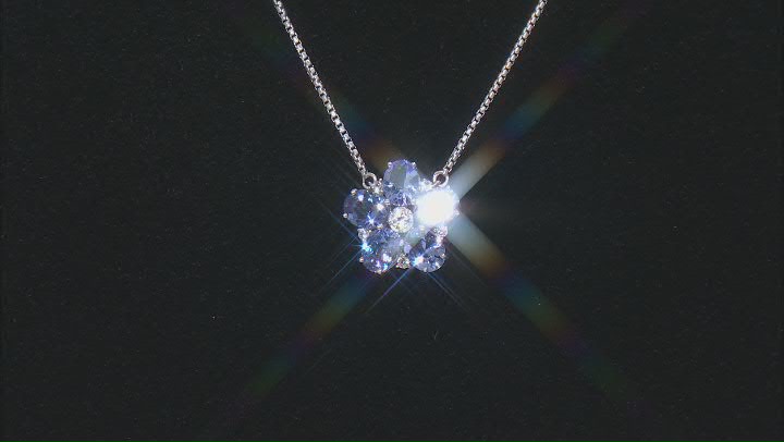 Blue Tanzanite Rhodium Over Sterling Silver Necklace 1.40ctw Video Thumbnail