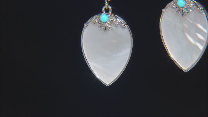 White Mother-Of-Pearl Rhodium Over Sterling Silver Dangle Earrings Video Thumbnail