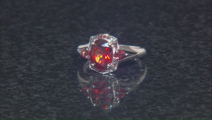 Red Labradorite Rhodium Over Sterling Silver Ring 1.75ctw. Video Thumbnail