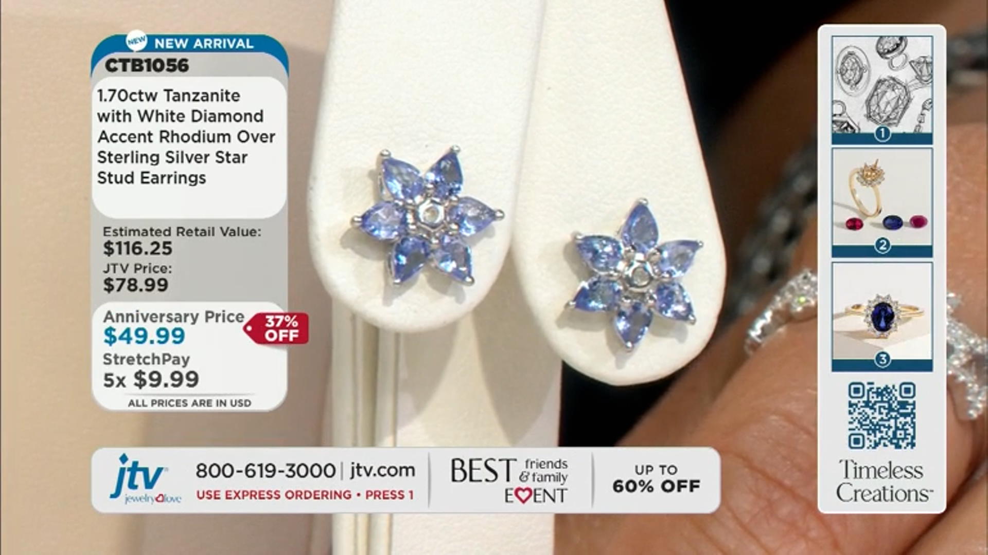 Tanzanite Rhodium Over Sterling Silver Star Stud Earrings 1.71ctw Video Thumbnail
