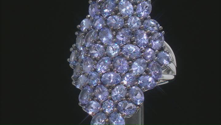 Blue Tanzanite Rhodium Over Sterling Silver Ring 6.20ctw Video Thumbnail