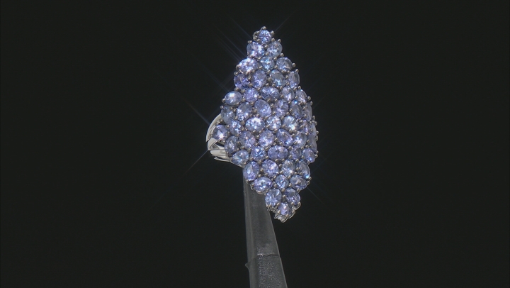 Blue Tanzanite Rhodium Over Sterling Silver Ring 6.20ctw Video Thumbnail