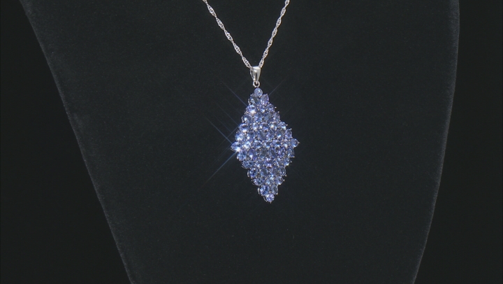 Blue Tanzanite Rhodium Over Sterling Silver Pendant With Chain 6.20ctw Video Thumbnail