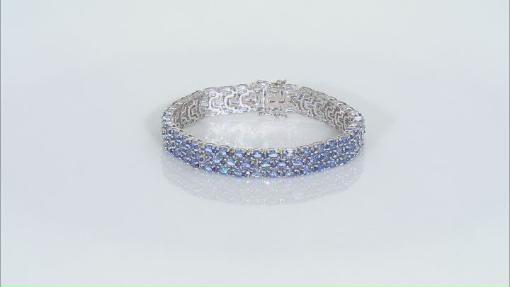 Blue Tanzanite Rhodium Over Sterling Silver Tennis Bracelet 20.79ctw Video Thumbnail