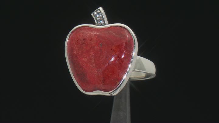 Sponge Coral Sterling Silver Apple Ring 0.03ctw Video Thumbnail