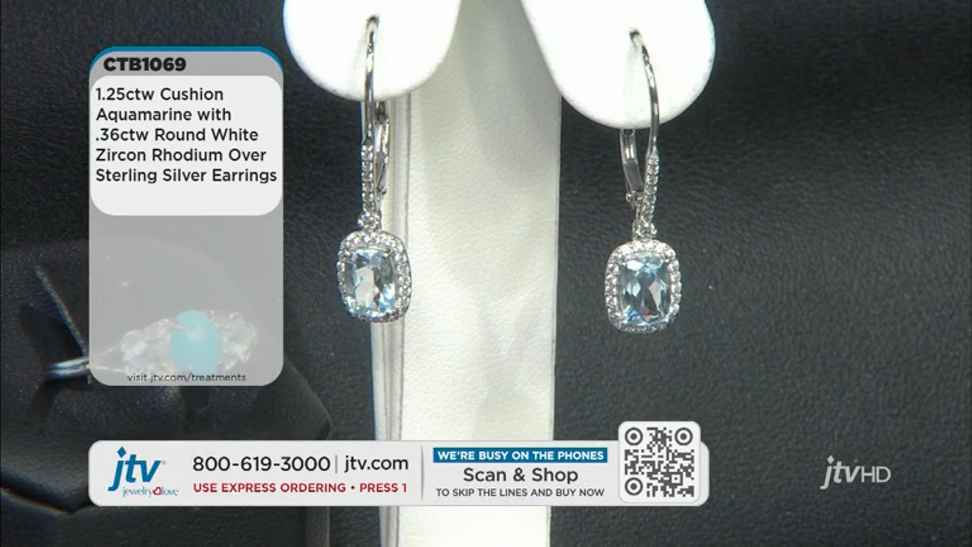 Aquamarine Rhodium Over Sterling Silver Earrings 1.61ctw Video Thumbnail