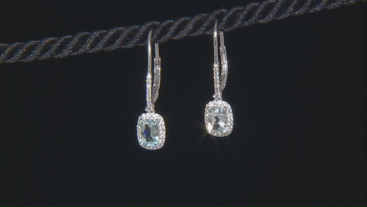 Aquamarine Rhodium Over Sterling Silver Earrings 1.61ctw Video Thumbnail
