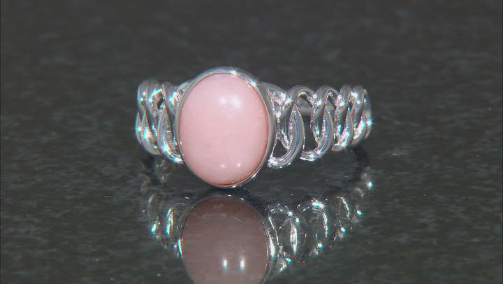 Pink Opal Rhodium Over Sterling Silver Solitaire Ring Video Thumbnail
