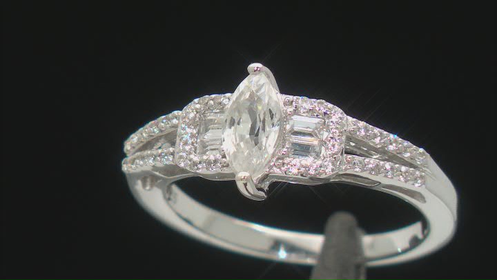 White Zircon Rhodium Over Sterling Silver Ring 1.13ctw Video Thumbnail