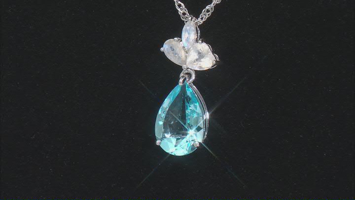 Sky Blue Topaz Rhodium Over Sterling Silver Pendant With Chain 3.18ct Video Thumbnail