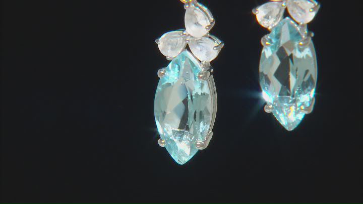 Sky Blue Topaz Rhodium Over Sterling Silver Dangle Earrings 5.28ct Video Thumbnail