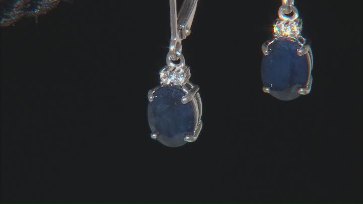 Blue Sapphire Rhodium Over Sterling Silver Dangle Earrings 2.79ctw Video Thumbnail