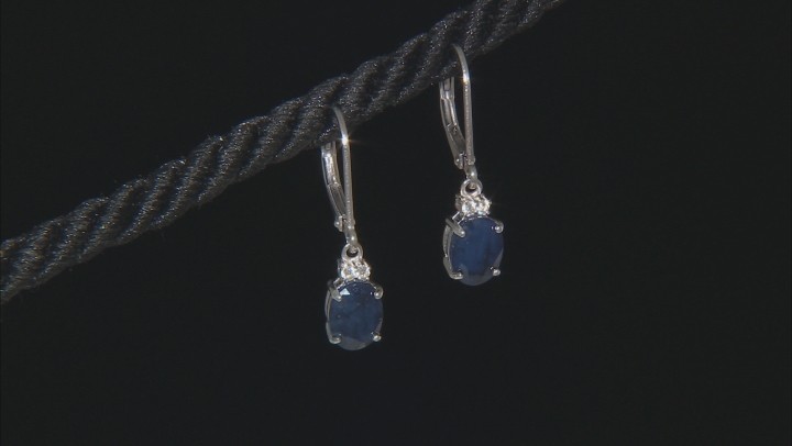 Blue Sapphire Rhodium Over Sterling Silver Dangle Earrings 2.79ctw Video Thumbnail