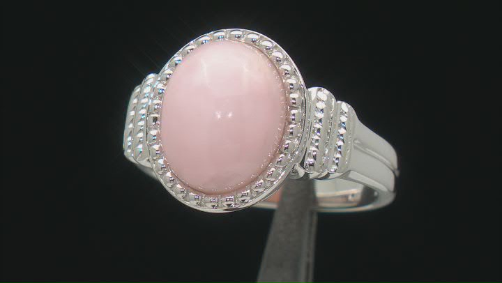 Pink Opal Rhodium Over Sterling Silver Solitaire Ring Video Thumbnail