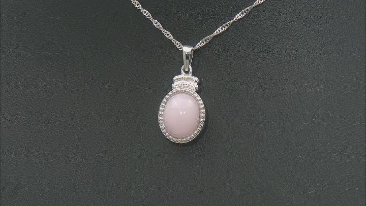 Pink Opal Rhodium Over Sterling Silver Solitaire Pendant With Chain Video Thumbnail