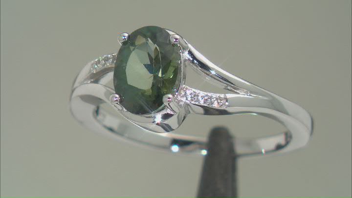 Green Labradorite Rhodium Over Sterling Silver Ring 0.95ctw. Video Thumbnail
