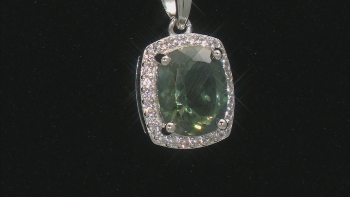 Green Labradorite Rhodium Over Sterling Silver Pendant With Chain 8.31ctw. Video Thumbnail