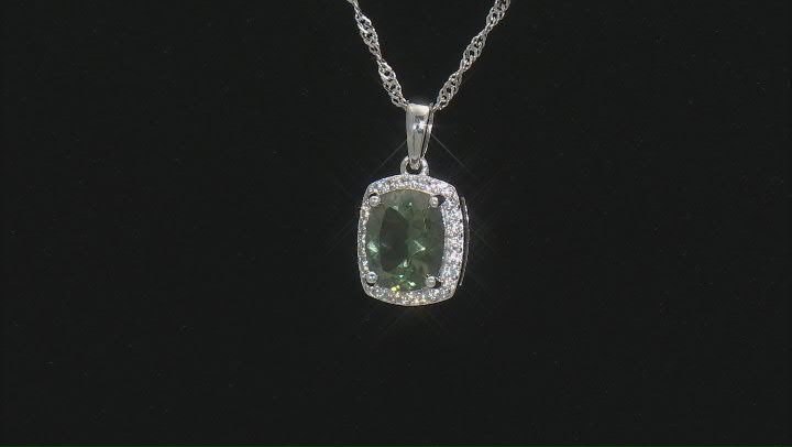 Green Labradorite Rhodium Over Sterling Silver Pendant With Chain 8.31ctw. Video Thumbnail