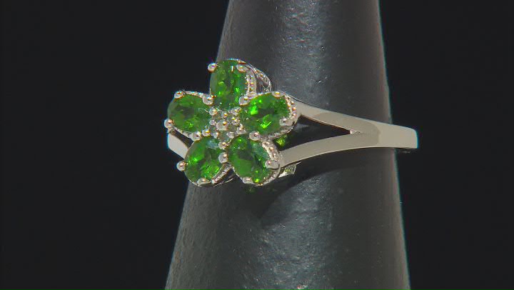 Green Chrome Diopside Rhodium Over Sterling Silver Ring 0.77ctw Video Thumbnail