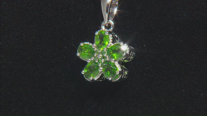 Green Chrome Diopside Rhodium Over Silver Pendant With Chain 0.77ctw Video Thumbnail