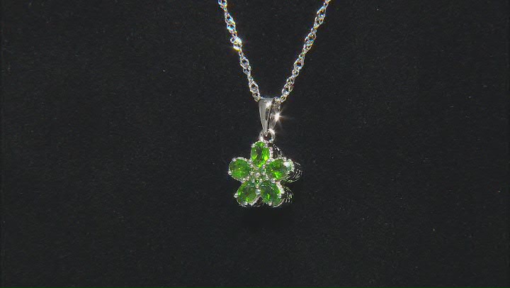 Green Chrome Diopside Rhodium Over Silver Pendant With Chain 0.77ctw Video Thumbnail