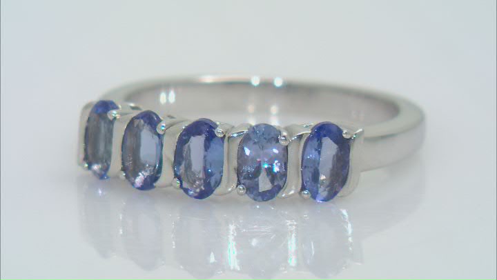 Blue Tanzanite Rhodium Over Sterling Silver Band Ring 0.94ctw Video Thumbnail