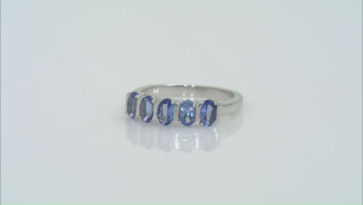 Blue Tanzanite Rhodium Over Sterling Silver Band Ring 0.94ctw Video Thumbnail