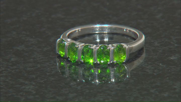 Green Chrome Diopside Rhodium Over Sterling Silver Band Ring 0.98ctw Video Thumbnail