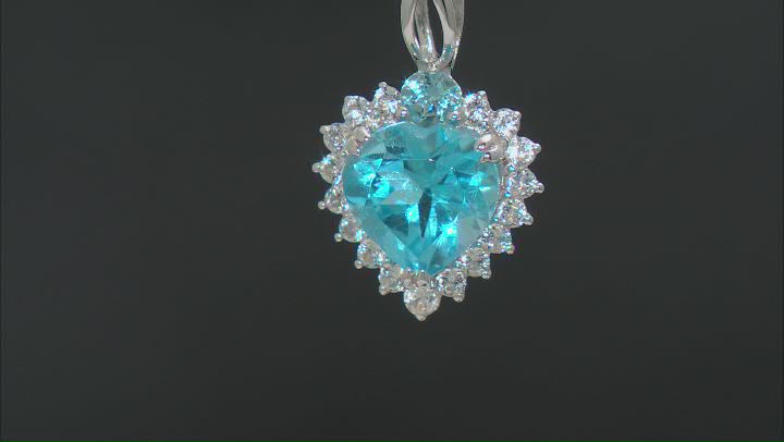 Swiss Blue Topaz Rhodium Over Silver Heart Pendant With Chain 2.17ctw Video Thumbnail